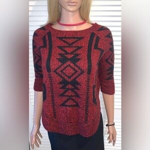 Express red Aztec wool blend sweater women’s XS